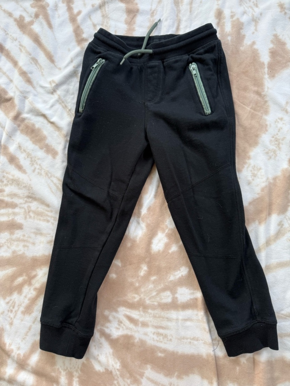 FabKids Black Jogger Pants with Green Zippers 6/7